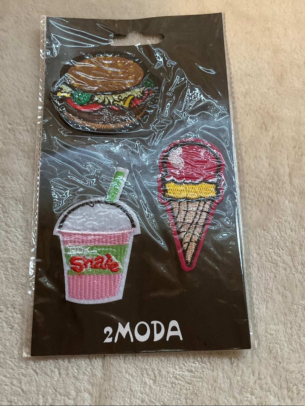 Moda Kids Patch Trio - Pink, Brown & Green Food Icons